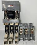 Heavy Duty Three Pole Jd Frame Circuit Breaker Rated At 350 Amps And Six Hundred Vac with wiring terminals and clear safety labels.