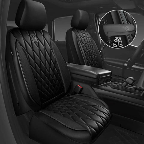 Dope Faux PU Leather Front Seat Covers For SUVs Vans And Trucks, Waterproof Anti Slip With Armrest, Airbag Compatible, Diamond Stitch