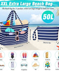 Extra Large Waterproof Beach Bag Tote With Zipper Wet Pocket 50L Capacity Ideal Pool Bag For Women And Men Durable Tote For Towels