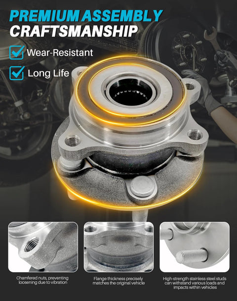 Front Wheel Hub Bearing Assembly Kit For Prius 2010 To 2015, Prius Plug-In 2012 To 2015, And Lexus CT200h 2011 To 2017, 5 Lug
