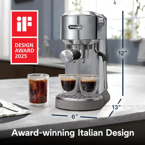 Dedica Duo Compact Espresso Machine With Milk Frother Wand For Espresso Cold Brew Hot And Iced Coffee Cappuccinos Lattes