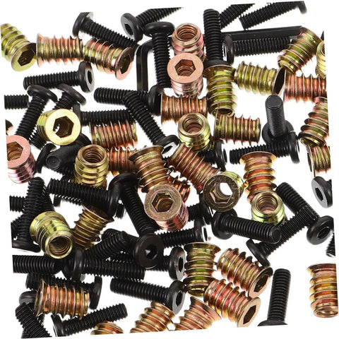 Mixed metal screws and bolts from Wood Threaded Inserts And Nuts Kit With Bolts And Hex Wrenches And Drill Bit For Quick DIY Wood Assembly
