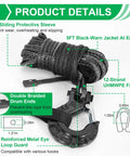 Rugged And Ready Synthetic Winch Rope Kit With Protective Sleeve One Quarter Inch By Fifty Foot Rope Heavy Duty Winch Hook