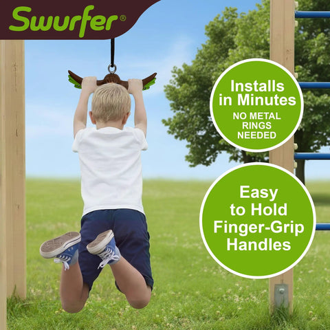 Child using Ninja Twister Swing Spins Set For Backyards, 360 Degree Spin Toy And Swing Set Accessory in a backyard setting