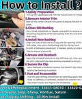Installation guide for Shift Cable Bushing Repair Kit 2-Pack With Clips For OEM 33835-08010 And 33820-02370