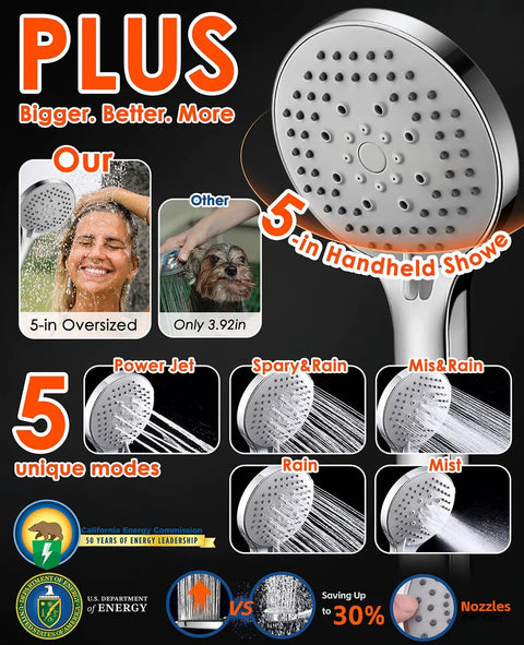 Heavy Duty Ten Inch Square Rainfall Shower Head With Slick Handheld Combo Pumping Out Kickin High Pressure Flow In A Rust Proof Stainless Frame For A Straight Up Luxe Bathroom Upgrade