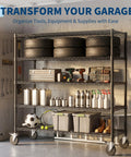 Heavy Duty Rolling Wire Shelving Cart With Five Adjustable Steel Shelves And Locking Swivel Wheels And Hella Solid 640 Lbs Per Tier Build For Garage Pantry Or Basement Storage with tools and tires.