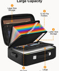 Fireproof Waterproof Document Safe Box With Lock For Important Docs And Passports, Cash And Certificates, Laptop Storage, open showing compartments and file folders