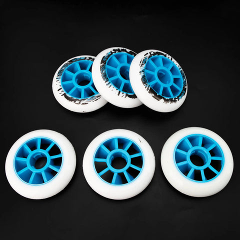 90mm 85A Inline Skate Wheels Set Of 6 For Outdoor Replacement With Blue Core High Rebound PU Speed Fitness Wheels