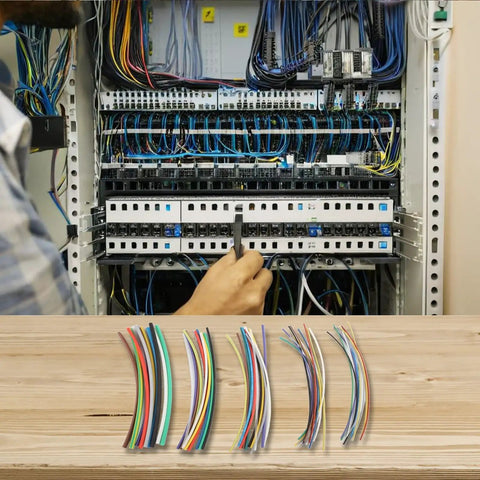 Heavy Duty Heat Shrink Tubing Kit With 55 Pieces Polyolefin Wire Sleeving For Electrical Projects Featuring 2 To 1 Shrink Ratio Waterproof Seal Keeps Connections Secure High Temp Rated Working Like A Boss Protect Wiring From Damage Everywhere in multicolor strips