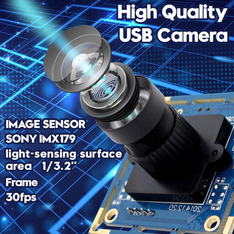 Ultra HD 8MP USB Camera Module With 3264x2448 Fixed Focus Lens showing sensor and light assembly details.