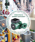 Heavy Duty Hot Water Circulation Pump Two Pack With Slick Booster Kit For House And Shop Use 110 Volt 14.6 Gpm 24 Foot Head Cast Iron Build Plus No Hassle Hardware Bundle with installation and applications in various settings.