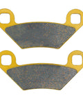 Pair of Polaris Sportsman ceramic brake pads with gold backing plates (front and rear)
