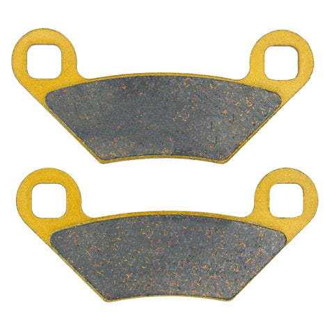 Pair of Polaris Sportsman ceramic brake pads with gold backing plates (front and rear)