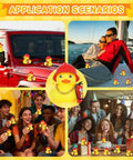 Collage showing Firefighter Rubber Duck Car Ornament Kit With Hard Hat, Glasses, Gold Necklace And Fire Extinguisher DIY in various settings.