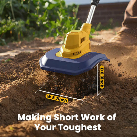 Cordless Garden Tiller Cultivator Tool Only With 250 RPM Brushless Motor 48 Steel Tines 8.7 Inch Tilling Width 6.3 Inch Depth