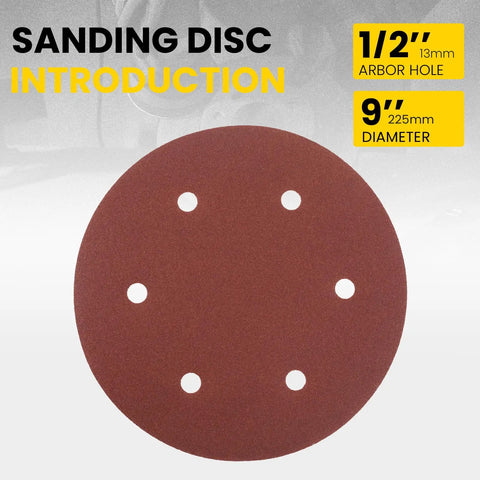 Fresh 9 Inch Hook And Loop Drywall Sanding Discs With Hole Design 40 120 And 180 Grit Mixed Bag For Pro Aluminum Oxide Sander Paper showing a 9-inch sanding disc.