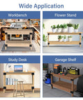 Heavy Duty 3 Way Workbench Corner Bracket Kit For Garage Legs Fits 2x4 Wood Actual One Point Five By Three Point Five Inches Durable Metal DIY Kit For Shelving And Work Tables Rust Resistant 8 Pcs Set used as workbench, flower stand, study desk, and garage shelf