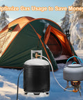 Gas Cylinder Heater Wrap With Thermostatic Control for 20, 30, and 40 lb LP Tanks used in snowy outdoor camping site