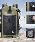 Roll-Top Waterproof Dry Bag Backpack 30L/40L for Travel, Kayaking, Boating, Beach, Hiking and Camping Built Tough PVC Seal