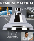 Massaging Rain Shower Head With Mist For Low Flow Homes High Pressure, features premium space tech polymer body and brass fittings