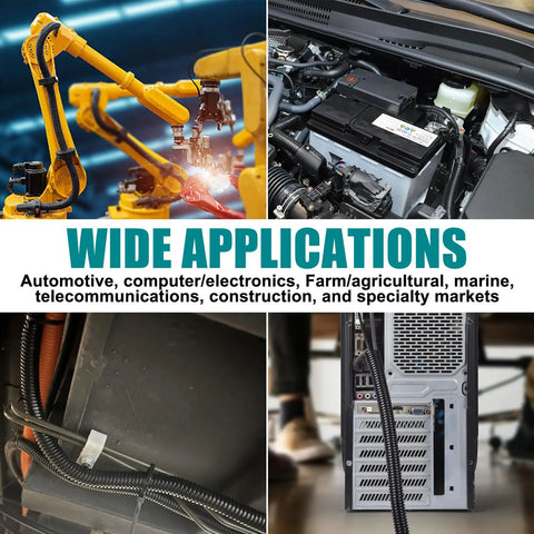 One Quarter Inch Wire Loom Split Tubing For 30 Feet Cord Protector in automotive and industrial applications
