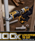 Using Impact Connect PVC And PEX Cutter With Quick Change Brace Bracket for 6x faster cuts and 100x less fatigue on PVC pipe