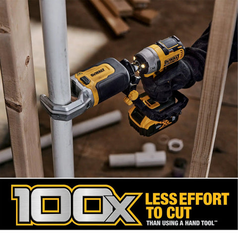 Using Impact Connect PVC And PEX Cutter With Quick Change Brace Bracket for 6x faster cuts and 100x less fatigue on PVC pipe