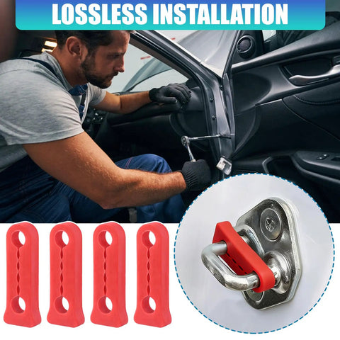 Heavy Duty Car Door Damper Buffer Sound Deadener Seal To Knock Out Annoying Rattles And Mute Road Vibrations With Premium Thick Rubber, 4 Red pads.