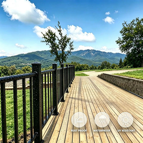 Top Shelf Deck Railing Kit For Patios And Balconies With Post 36 Inch Height And 3 Feet Wide durable outdoor guardrail by a deck.