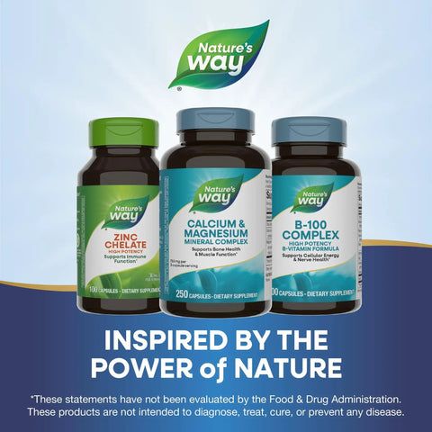 Nature's Way Calcium And Magnesium Mineral Complex for Strong Bones and Muscle Support, 750 mg, 250 Capsules bottle