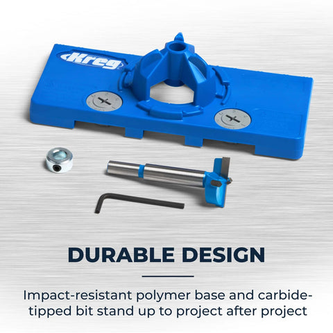Concealed Hinge Jig For 35mm Cup Holes, Adjustable Cabinet Door Installation Tool with carbide bit and stop collar, Kreg