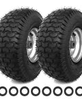 Heavy Duty Replacement 15x6.00-6 Lawn Mower Tires 2 Pack With Rubber Wheel And Bearing Bore 3/4 Inch, 14 Inch Diameter