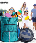 Oversized Beach Backpack With Sandproof Bottom And Waterproof Shell, Go To Pool Bag With Drawstring Opening on beach