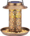 Solar Bird Feeder For Outdoors Hanging And Garden Lantern Style Metal Wild Bird Feeder With S Hook Gift For Bird Lovers