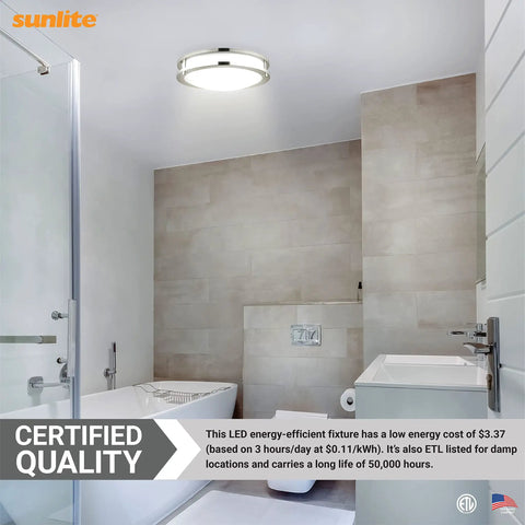 18 Inch LED Flush Mount Ceiling Light Dimmable And Color Selectable 2700K To 5000K 28W 1960 Lumens ETL Listed for Bathroom