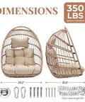Dimensions of Outdoor Hanging Egg Chair Without Stand For Patio Or Balcony, wicker swing egg basket with padded cushion, 350 lbs capacity