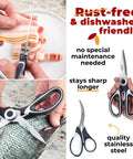 Everyday Kitchen Workhorse All Purpose Kitchen Shears And Seafood Scissors Set With Lifetime Replacement Warranty, stainless steel scissors