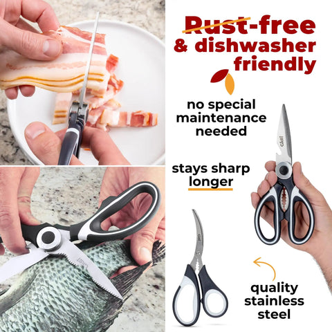 Everyday Kitchen Workhorse All Purpose Kitchen Shears And Seafood Scissors Set With Lifetime Replacement Warranty, stainless steel scissors