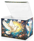 Premium White Fabric Storage Bins With Snap Shut Lids And Reinforced Carry Handles For Bedroom Closet Organization Toy Chests Diaper Caddies Office Supplies Kids Room Haul Away The Clutter Straight Up Game Changer For Tidiest Home Ever, decorative storage bin with vibrant dove design.