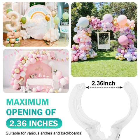 20 Pack Clear 3.5 Inch Spring Balloon Arch Clips Set for Party Backdrops, Weddings, Birthday Balloons, 2.36 inch opening