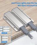 15 Pack Push To Open Cabinet Latch Set Heavy Duty Aluminum Magnetic Touch Release hardware installation close-up