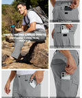 Light grey Men's Hiking Convertible Pants Zip Off for Outdoor Adventure Water Resistant Quick Dry with pockets and elastic waistband.