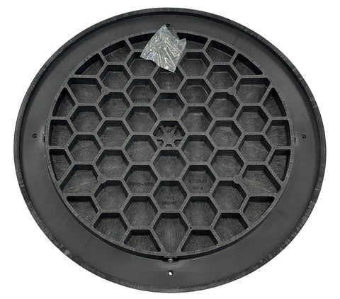 18 Inch Diameter Septic Tank Riser Cover For PVC Riser Pipes, heavy-duty black polyethylene with honeycomb pattern