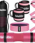 8 Piece Barbell Pad Set For Hip Thrusts And Squats, Includes Hip Pad, Squat Pad, Ankle Straps, Lifting Straps, Resistance Bands