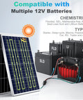 12V 50W Solar Battery Charger And Maintainer With Ultra Smart MPPT Controller, compatible with multiple 12V battery types