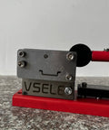 Side view of DIN Rail Cutter Tool With Guide And 50cm Length Stop For Clean Deburr Free Cuts On 35x7.5x1mm Rails on table