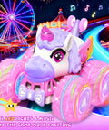 Unicorn RC Car For Girls 360 Degree Spin 4WD 2.4GHz Remote Control Toy With Lights And Music in colorful unicorn design at night