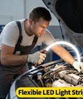 Mechanic using Flexible 30 Inch LED Light Stick Rechargeable Bendable Work Light With Three Modes for car repairs under hood