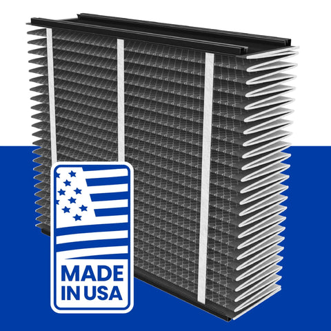 213CBN Replacement Filter For Whole House Air Purifiers MERV 13 With Carbon Odor Reduction shown with Made in USA badge